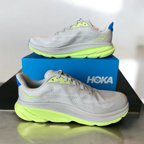 HOKA ONE ONE Y Clifton 9 Youth 4.5/Women 6 MD 1131170 STLC Gray Volt Blue NEW - Picture 5 of 8